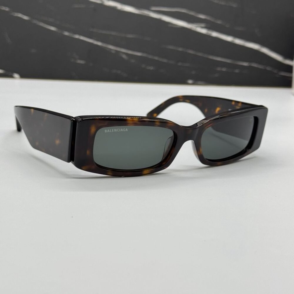 NEW BB0260S 002 BALENCIAGA DARK HAVANA/GREEN UNISEX  BALENCIAGA SUNGLASSES - Picture 4 of 11